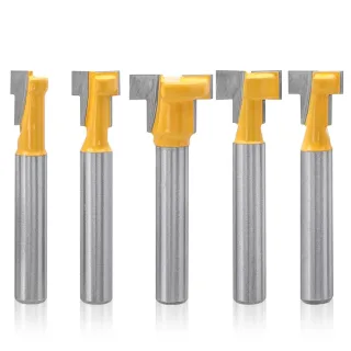 5PCS 1/4 Inch Shank Keyhole Router Bits Set T Track T-Slot Bolts Router Bit Set for 5/16" 3/8" 1/2" 7/16" 5/8" Hex Bolts