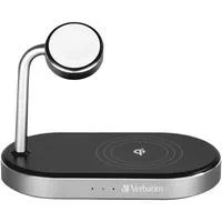 Wireless 3-in-1 Ladeständer WCS-02, Qi, MFi, Ladestation schwarz/aluminium, für Apple Watch, iPhone u.a.