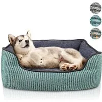 Bluzelle Tierbett Kuscheliges Hundesofa - S, Kunstleinen, Teddy-Fell Plüsch, Hundebett / kleine Hunde & Katzen / Waschbar / Hundekorb & Tier-Kissen