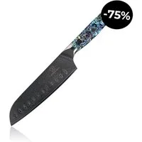 Küchenkompane Damastmesser Küchenkompane Santoku Sheru – 69 Lagen Damast – Abalone-Griff