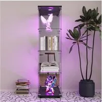 Furnishings Home Glasvitrine Vitrine Doppeltür Hoch Eckvitrine, Mit Sicherheitsschloss (Größe:42 x 36 x 164 cm, 1 tlg) Standvitrine, Mit LED-Beleuchtung, perfekt für Sammler, vielseitig