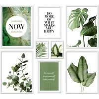 ARTFAVES Bilder-Collage Poster Set Elegante Botanik I mehrteilige Bilderwand I Wandbilder Grün, (Wandbilder modern, 8 St)