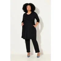 Ulla Popken Maxikleid Longshirt A-Linie Tunika-Ausschnitt 3/4-Arm