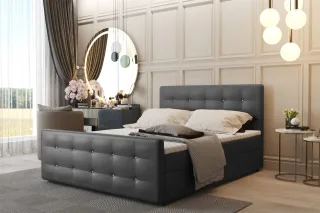Boxspringbett Schlafzimmerbett CARLOS 180x200cm Kunstleder Madryt Dunkelgrau ...