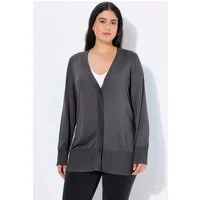 Ulla Popken Strickjacke Strickjacke V-Ausschnitt Knopfleiste Feinstrick