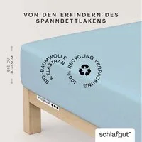 Schlafgut Spannbettlaken PREMIUM Mako-Zwirn-Jersey, 220 g/m², 95% Bio-Baumwolle, 5% Elasthan, Mako-Zwirn-Jersey, Gummizug: rundum, (1 Stück), Bettlaken bis 30 cm Höhe, PREMIUM-Qualität langlebig, perfekter Sitz