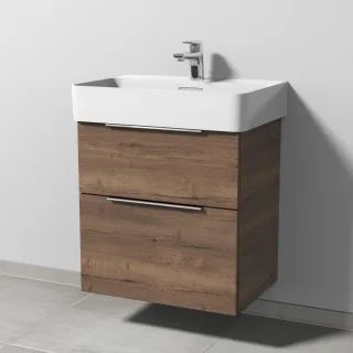 Sanipa 3way Waschtischunterbau zu Laufen VAL Waschtisch mit 2 Auszügen, Eiche-Tabak UM82150