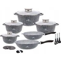 KlönBerg Topf-Set Steinbeschichteten Töpfen in verschiedenen Größen mit Bratpfannen, Aluminiumguss, Aluminium, Keramik, Edelstahl (Passt in jede Küche! 1.3L / 2.3L / 2.4L / 3.4L / 4.5L / 6.8L, 17-tlg., Es ist eine perfekte Geschenkidee für jeden Anla