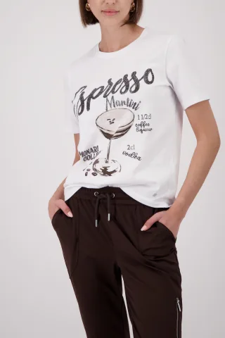 monari - T-Shirt mit Espresso-Print - Gr. - 42