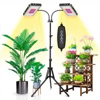 Rosnek Pflanzenlampe Vollspektrum LED mit Ständer, höhenverstellbar, dimmbare, LED fest integriert, mit timer(3/6/12 Stunden),60-160cm höhenverstellbar für große Pflanzen