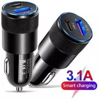 TradeNation Auto Ladegerät USB Typ C 3.1 Smart Ladeadapter KFZ Zigarettenanzünder KFZ-Adapter USB-C, USB 3.0 Typ A zu AV OUT/Digital, 2 USB Ladeanschlüsse