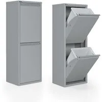 Kaufexpress Mülltrennsystem Metall-Mülltrenner 2-türig – 2x15 L Einsätze, platzsparend & montiert, Für Küche, Büro oder Hauswirtschaftsraum – funktional und modern