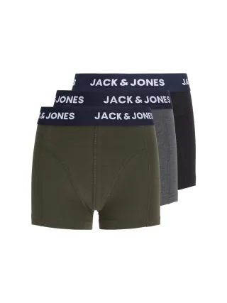 JACK&JONES - JACLAMP SOLID TRUNKS 3 PACK JNR Forest Night - Gr. - 128