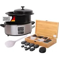 PROMAFIT Massagegerät Hot Stone Set "Basic" Erwärmer + 45 Hot Stones, Set 2-tlg., Abschaltautomatik, digitale Temperaturanzeige