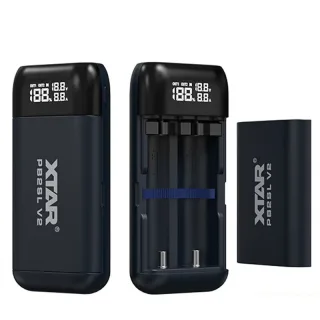 XTAR PB2SL V2 Dual Slot 18650 21700 Battery Charger & Power Bank with LCD Display Support PD QC3.0 Fast Charging Portabl
