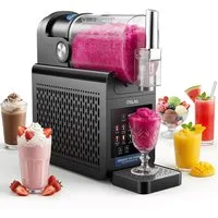 oyajia Slush-Eismaschine 6-in-1 Einstellungen,Ohne Eis Benötigt, Selbstreinigung, LED-Display, 1,8 l, 245 W, Kompressor, Slush Eis Maschine für Eiscreme, Frappés, Milchshakes