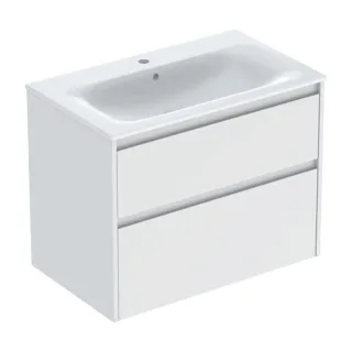 Geberit Renova Plan Möbel-Waschtisch-Set 504040001 Breite 80cm, Korpus/Front weiß / lackiert seidenmatt, Waschtisch weiß