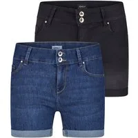 ONLY Jeansshorts Damen Shorts ONLCarmen 2er Pack Skinny Fit Basic Hotpants mit Stretch