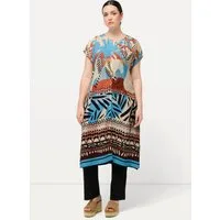 Ulla Popken Longbluse Longbluse Palmen Oversized Rundhals ärmellos