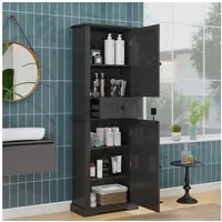 Flieks Badkommode Badezimmerschrank mit Schubladen und verstellbaren Einlegeböden (1 St., 56x28x167,3 cm), Hochschrank Mehrzweckschrank mit 5 Fächern, feuchtigkeitsbeständig