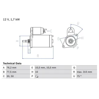 Bosch Anlasser 1,7 kW Porsche 911 993