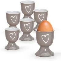 matches21 HOME & HOBBY Eierbecher, (6-tlg), Runde Keramik Ei-Halter als lustige Frühstücks-Eier Tisch-Deko