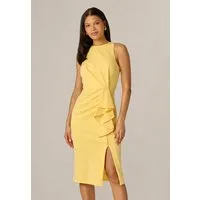 Adrianna Papell Midikleid Halter Ruffle Midi Dress Maßgeschneiderte, moderne Etuikleid-Silhouette