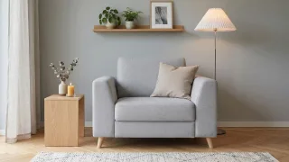 BRUNO Schlafsessel 70cm in Hellgrau | praktische Größe | stabiles Massivholz & Boxspringkomfort