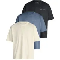 DENIMFY T-Shirt Herren Basic Shirt DFTed 3er Set Pack Relaxed Fit (Vorteilspack, 3-tlg) Kurzarm Tee Shirt mit Rundhalsausschnitt aus 100% Baumwolle