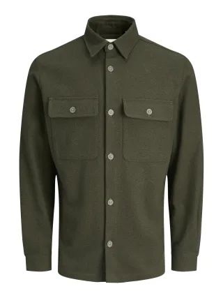 JACK&JONES - JPRRAYLE MELANGE SOLID L/S OVERSHIRT SN Peat - Gr. - L