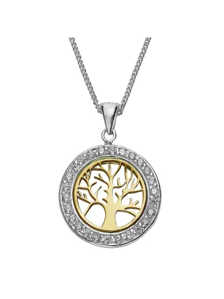 Zeeme Silber Halskette Silber 925 zweifarbig mit Lebensbaum-Motiv