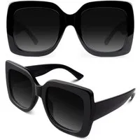LuxusKollektion Retrosonnenbrille Sonnenbrille Damen Übergroße Retro 1.1 Schwarz Rahmen Grau Linse
