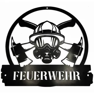 Metallschild | Feuerwehrstore | FEUERWEHR | Stilvoll & robust | Premium Wand-Deko für echte Feuerwehrhelden | schwarz | Geschenk | Home | Lifestyle