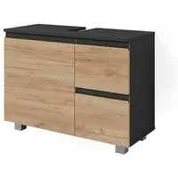 Vicco Waschbeckenunterschrank J-Shape, Anthrazit/Eiche, 80 x 61 cm (1-St)