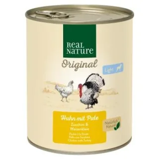 REAL NATURE Light Nassfutter Hund, Adult, Huhn und Pute 6x800 g