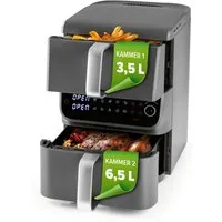 GOURMETmaxx Heißluftfritteuse, 2500 W, 2 Ebenen Air Fryer Smart-Cook-Funktion 10 Programme 6 Funktionen