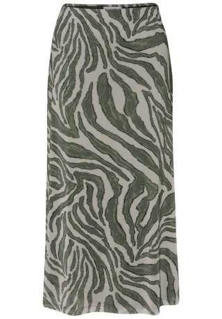 Street One Studio - Mesh-Midirock mit Animal-Print und elastischem Bund grün - Gr. - 44