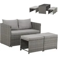 SVITA Gartenlounge-Set ATHINA, Platzsparend, umbaubar, Tisch und Sofa in einem, Grau