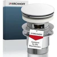 Kirchhoff Ablaufventil Design-Ablaufventil mit Überlauf, Ablauf Senkrecht, [1 1/4", Packung, Ablaufventil für Waschbecken & Waschtisch, Pop Up Ventil, Push-Open