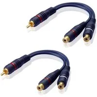 euroharry RCA Stecker auf Dual RCA Buchse Cinch 15cm Audio-Kabel Audio- & Video-Adapter