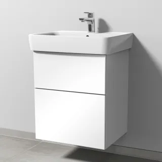 Sanipa 3way Waschtischunterbau zu Geberit Renova Plan Waschtisch mit 2 Auszügen, Weiß-Glanz SF87478