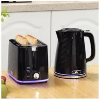 HOMCOM Toaster 1,7L Wasserkocher mit Edelstahl-Innenraum Otter-Thermostat, Kocher-Toaster-Set, für Frühstückszubereitung, 2200 W, 7 Bräunungsstufen, Schwarz