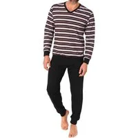 Normann Pyjama Normann Herren langarm Pyjama mit Bündchen in eleganter Streifenoptik