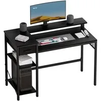 Oak&Tea Schreibtisch Computertisch, Bürotisch mit Schubladen & Monitorständer Breite 120 cm (Schreibtisch *1), PC Tisch Eckschreibtisch für Arbeitszimmer, Heimbüro, Wohnzimmer
