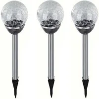 EAXUS LED Solarleuchte 3er Set Solar Gartenleuchte Kugel Leuchte mit Crackle-Licht Solarlampe, LED fest integriert, Farbwechsel, Farbwechsel