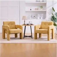KLAM HOME Sessel Moderner minimalistischer Sessel mit Polster (Bequemer Chenille Sessel mit Armlehnen), Skandinavischer Wohnzimmer Sessel für Entspannung und Komfort