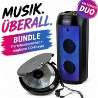 Reflexion PSX30BT Lautsprecher mit LED-Flammenlicht + tragbarer CD-Player Bluetooth-Lautsprecher (Bluetooth, 240 W, Bluetooth, Radio, Karaoke, Disco-Licht Effekte, Equalizer)