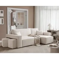 yourhouse24 Ecksofa PARIS in L-Form inkl. 2 Hocker – Schlaffunktion & Bettkasten, mit Schlaffunktion und Bettkasten, Seite universal