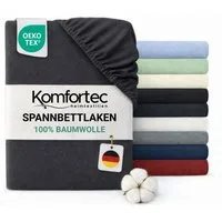 Komfortec Spannbettlaken Jersey Spannbettuch, 90x200, 140x200, 160x200, 180x200 oder 200x200 cm, 100% Baumwolle (135 g/m), Gummizug: Rundum, (1 Stück), OEKO-TEX® Standard 100 Zertifisiert, für Matratzen bis 25 cm Höhe