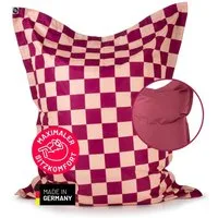Lumaland Sitzsack XXL-Sitzsack Karo 380L weinrot/pfirsich, mit EPS-Perlen - out- & indoor - wasserfest